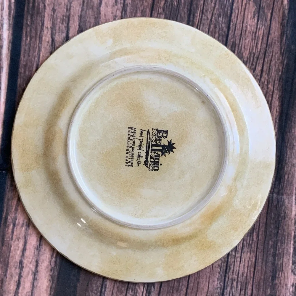 4 Tabletops Unlimited BELLAGIO Salad Lunch Plates Palm Tree 8.5